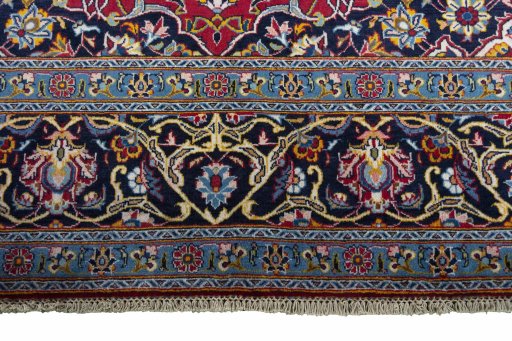 Full view of 2000s Kashan rug from Iran / Persia, 348 × 257 cm in Red tones