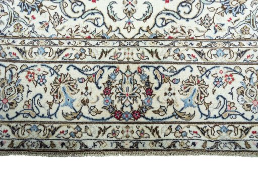Full view of 2000s Kashan rug from Iran / Persia, 297 × 194 cm in Beige tones