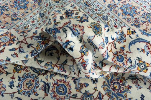 Central medallion detail of 2000s Kashan rug from Iran / Persia