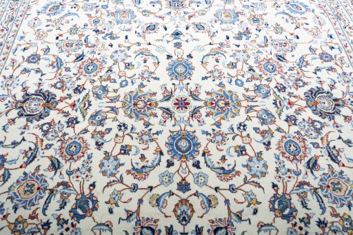 Central medallion detail of 2000s Kashan rug from Iran / Persia