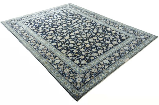 Close-up detail of 2000s Kashan rug from Iran / Persia showing Wool weave