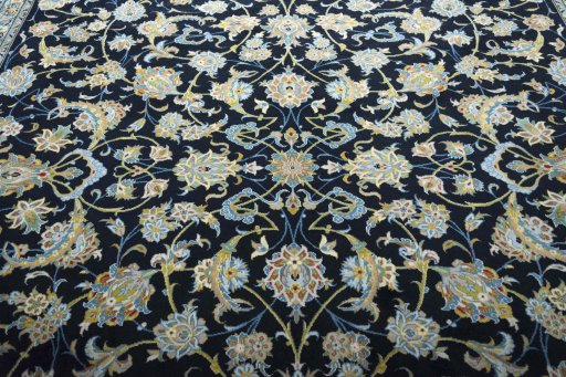 Central medallion detail of 2000s Kashan rug from Iran / Persia