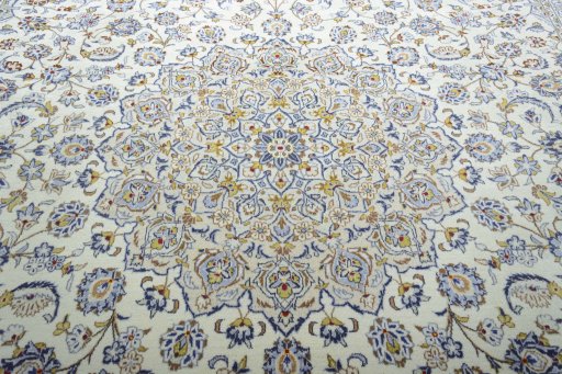 Central medallion detail of 2000s Kashan rug from Iran / Persia