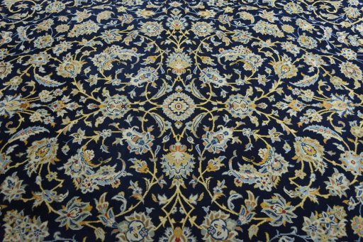 Central medallion detail of 2000s Kashan rug from Iran / Persia