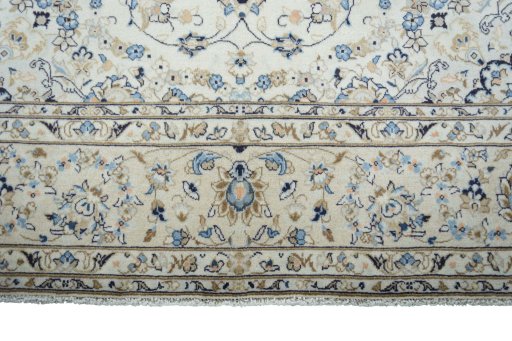 Full view of 2000s Kashan rug from Iran / Persia, 294 × 192 cm in Beige tones
