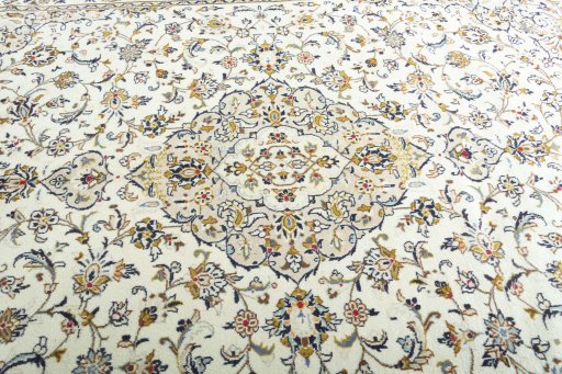 Central medallion detail of 2000s Kashan rug from Iran / Persia