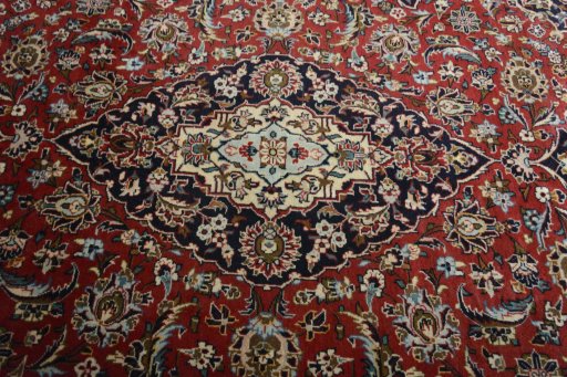 Central medallion detail of 2000s Kashan rug from Iran / Persia