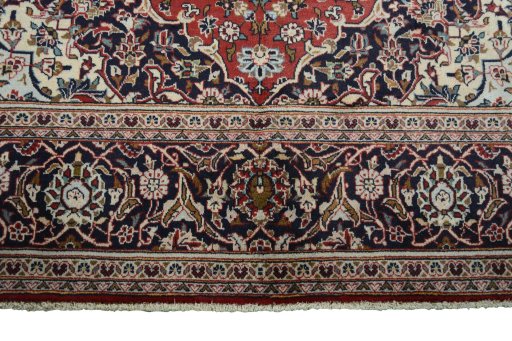 Full view of 2000s Kashan rug from Iran / Persia, 301 × 196 cm in Red tones
