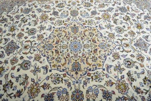 Central medallion detail of 2000s Kashan rug from Iran / Persia