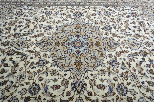 Central medallion detail of 2000s Kashan rug from Iran / Persia