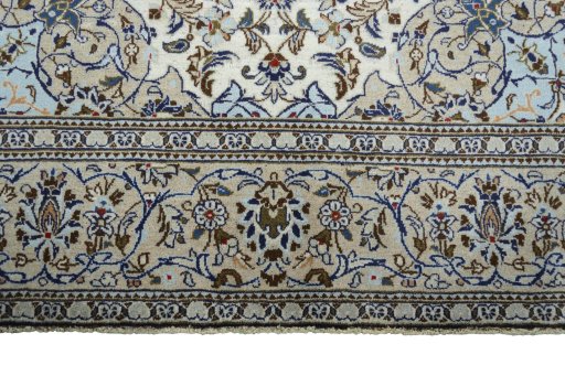 Full view of 2000s Kashan rug from Iran / Persia, 298 × 191 cm in Beige tones