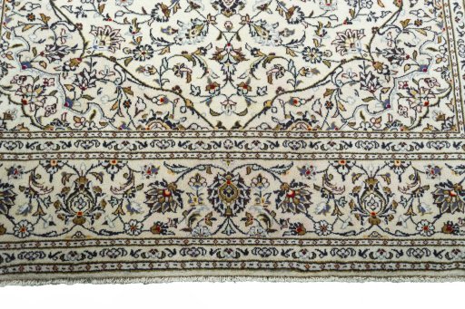 Full view of 2000s Kashan rug from Iran / Persia, 310 × 204 cm in Beige tones