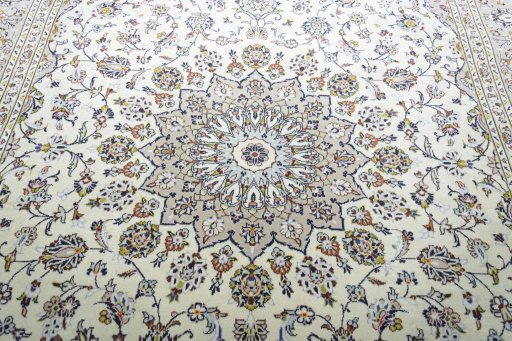 Central medallion detail of 2000s Kashan rug from Iran / Persia