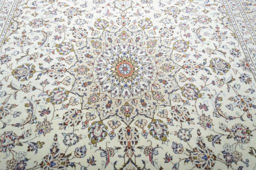 Central medallion detail of 2000s Kashan rug from Iran / Persia