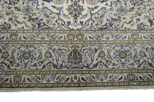 Full view of 2000s Kashan rug from Iran / Persia, 398 × 293 cm in Beige tones