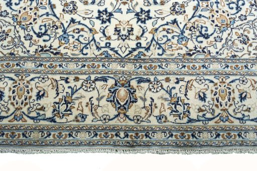 Full view of 2000s Kashan rug from Iran / Persia, 292 × 198 cm in Beige tones