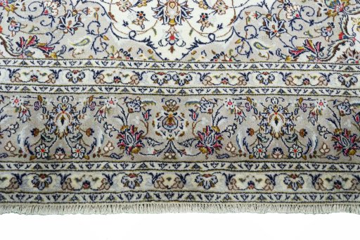 Full view of 2000s Kashan rug from Iran / Persia, 354 × 250 cm in Beige tones