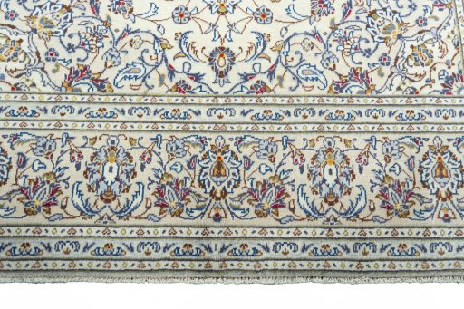 Full view of 2000s Kashan rug from Iran / Persia, 303 × 200 cm in Beige tones