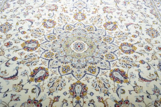 Central medallion detail of 2000s Kashan rug from Iran / Persia