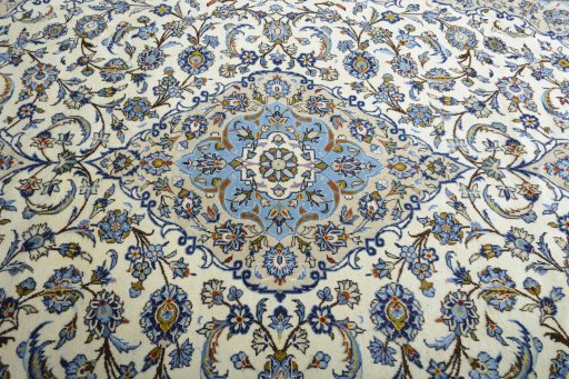 Central medallion detail of 2000s Kashan rug from Iran / Persia