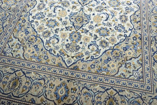 Close-up detail of 2000s Kashan rug from Iran / Persia showing Wool weave