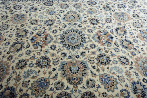 Central medallion detail of 1950s Kashan rug from Iran / Persia