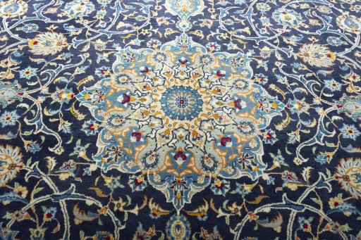 Central medallion detail of 2000s Kashan rug from Iran / Persia