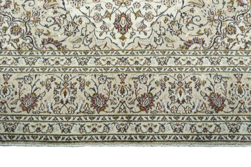 Full view of 2000s Kashan rug from Iran / Persia, 296 × 196 cm in Beige tones