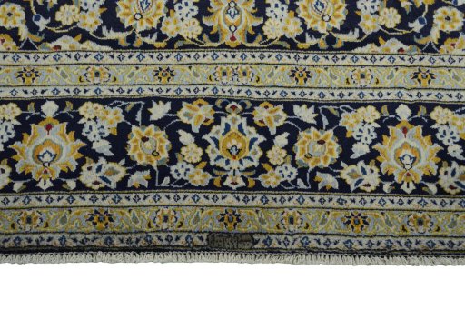 Full view of 2000s Kashan rug from Iran / Persia, 409 × 315 cm in Blue tones