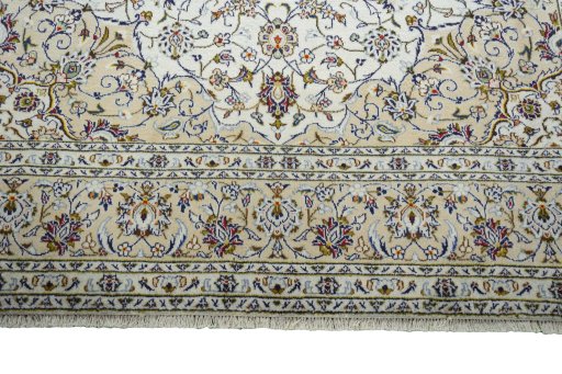Full view of 2000s Kashan rug from Iran / Persia, 346 × 245 cm in Beige tones