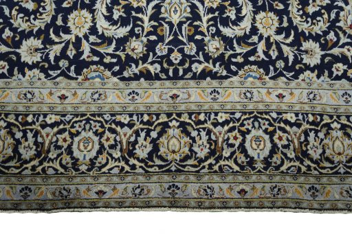 Full view of 2000s Kashan rug from Iran / Persia, 345 × 229 cm in Blue tones