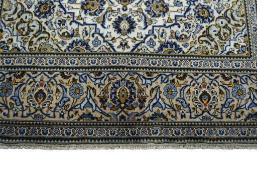 Full view of 2000s Kashan rug from Iran / Persia, 320 × 194 cm in Beige tones
