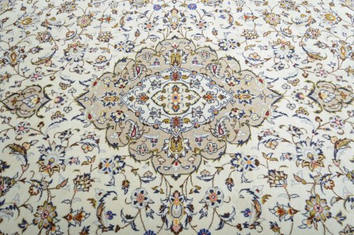 Central medallion detail of 2000s Kashan rug from Iran / Persia