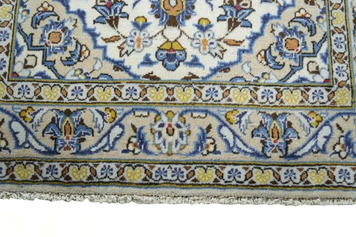 Full view of 2000s Kashan rug from Iran / Persia, 157 × 97 cm in Beige tones