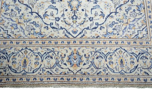Full view of 2000s Kashan rug from Iran / Persia, 301 × 195 cm in Beige tones
