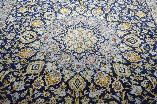 Central medallion detail of 2000s Kashan rug from Iran / Persia