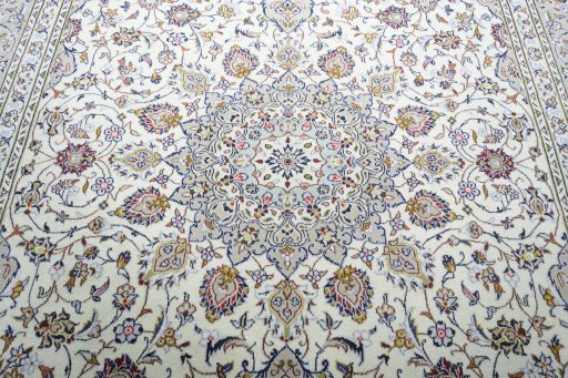 Central medallion detail of 2000s Kashan rug from Iran / Persia