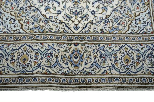 Full view of 2000s Kashan rug from Iran / Persia, 307 × 196 cm in Beige tones