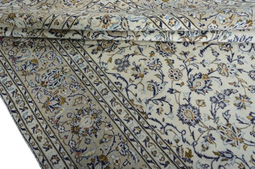 Close-up detail of 2000s Kashan rug from Iran / Persia showing Wool weave