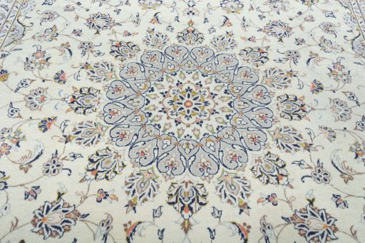 Central medallion detail of 2000s Kashan rug from Iran / Persia