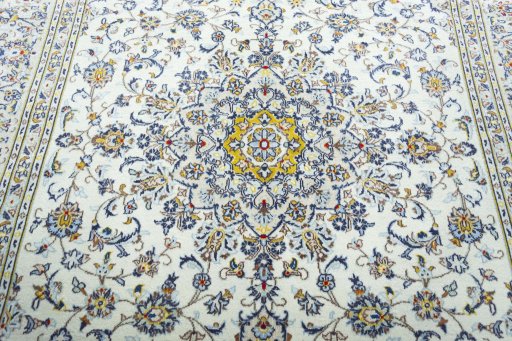 Central medallion detail of 2000s Kashan rug from Iran / Persia