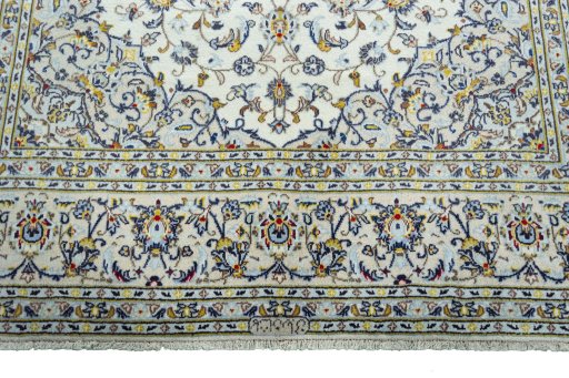 Full view of 2000s Kashan rug from Iran / Persia, 307 × 202 cm in Beige tones