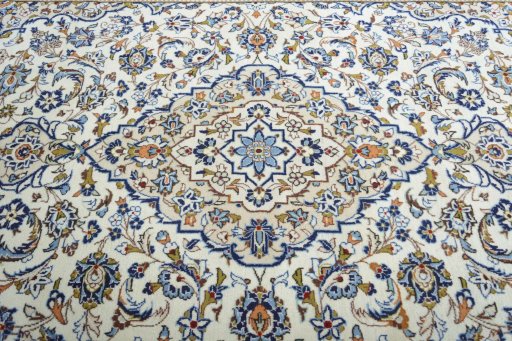 Central medallion detail of 2000s Kashan rug from Iran / Persia