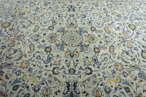 Central medallion detail of 2000s Kashan rug from Iran / Persia
