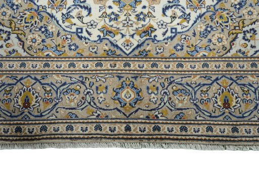 Full view of 2000s Kashan rug from Iran / Persia, 280 × 203 cm in Beige tones