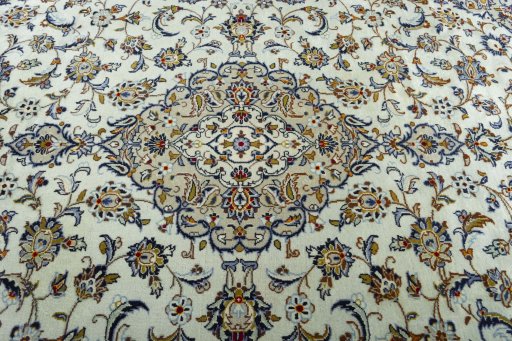 Central medallion detail of 2000s Kashan rug from Iran / Persia