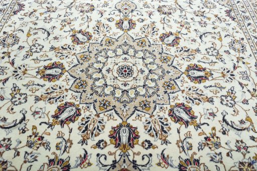 Central medallion detail of 2000s Kashan rug from Iran / Persia
