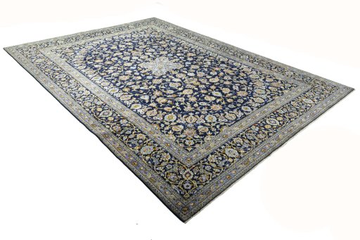 Close-up detail of 2000s Kashan rug from Iran / Persia showing Wool weave