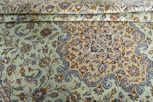 Close-up detail of 2000s Kashan rug from Iran / Persia showing Wool weave
