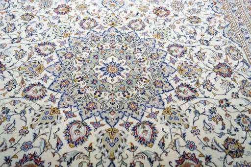 Central medallion detail of 2000s Kashan rug from Iran / Persia